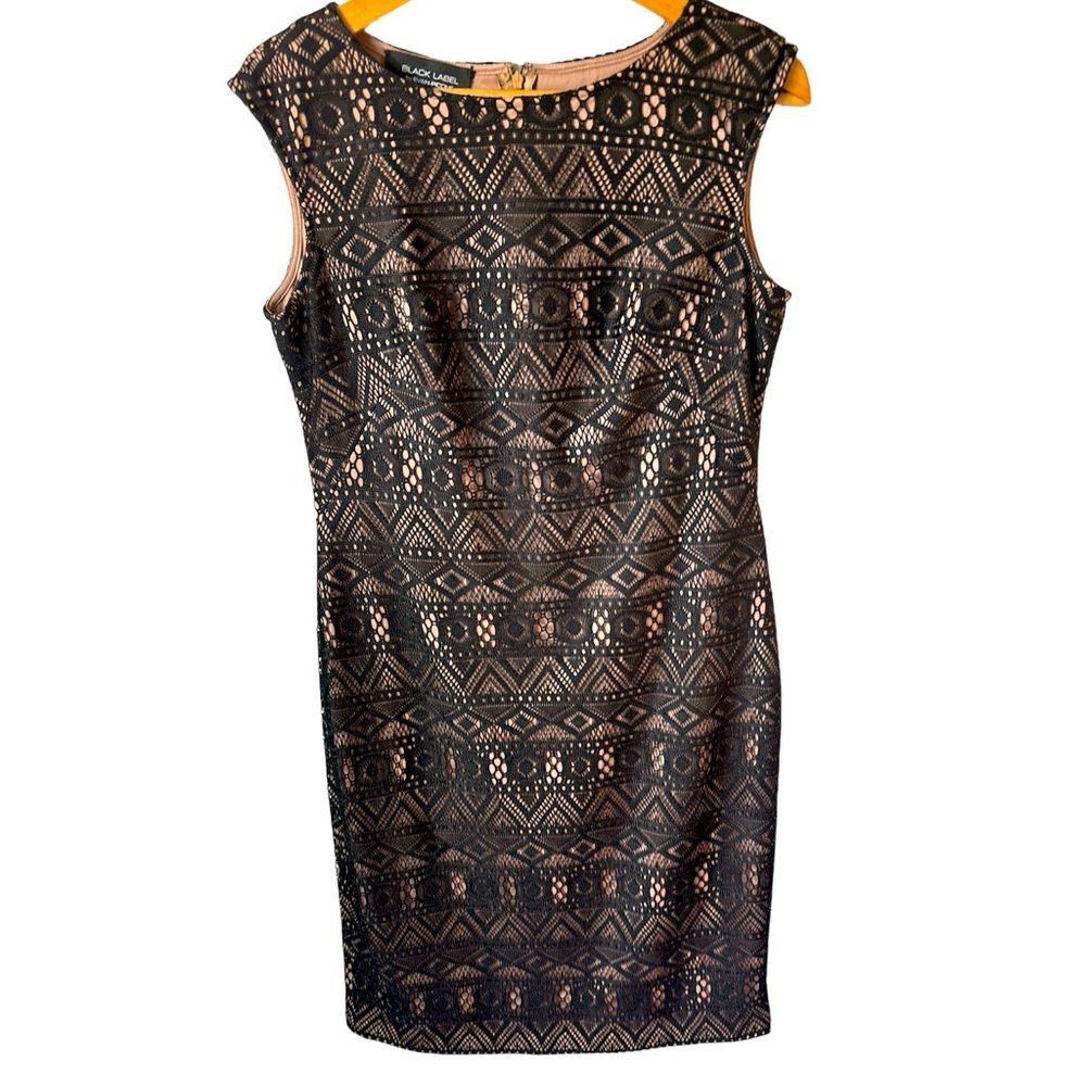 Evan Picone Black Label classic black lace dress nude underlay 10 Cocktails